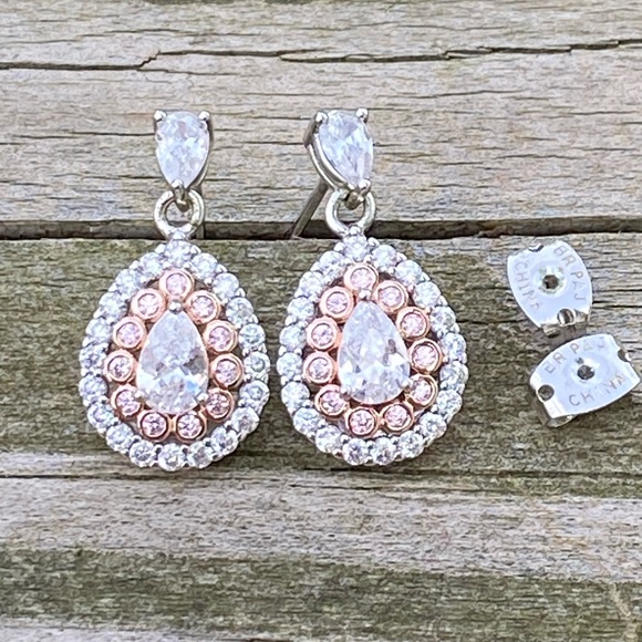 Genuine Crystal gold plated silver drop earrings Kohl’s Chrystina Rose - Picture 14 of 16